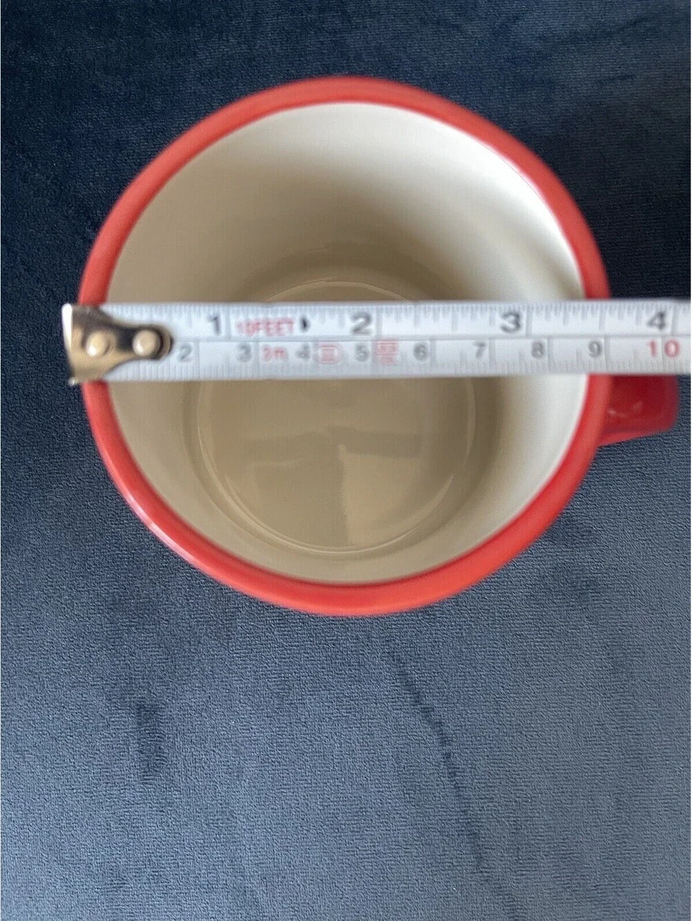 EUC Anthropologie Hand Painted Mug J Monogram Red White Black Letter Handle